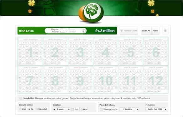 An Irish Lotto ticket onine.