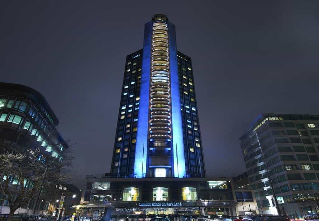 Exterior of the London Hilton on Park Lane.